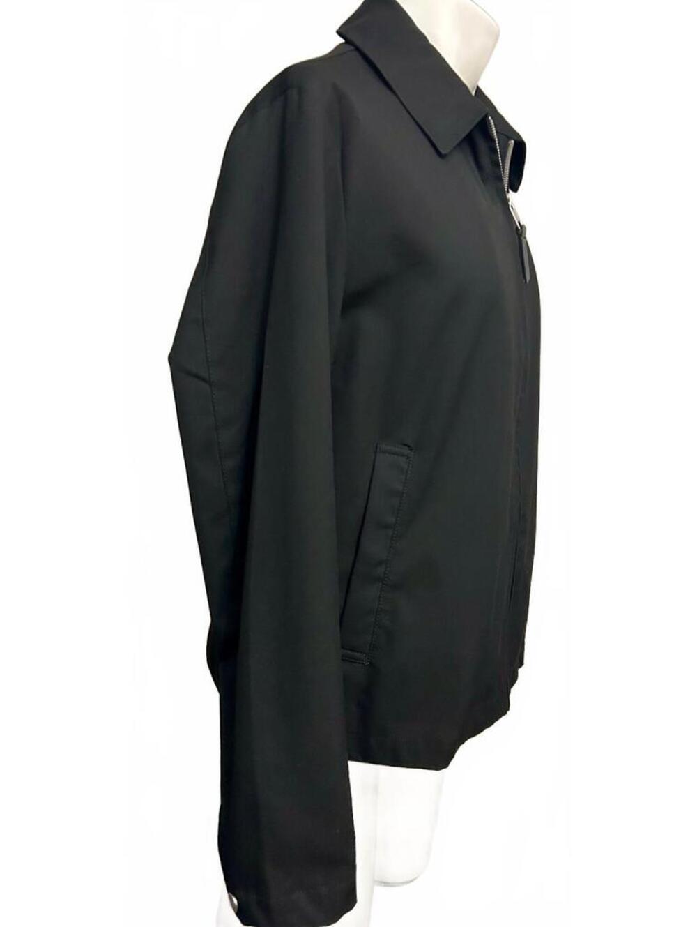 H&M Mens Black Harrington Jacket M Full Zip Collared Lightweight Snap Cuffs